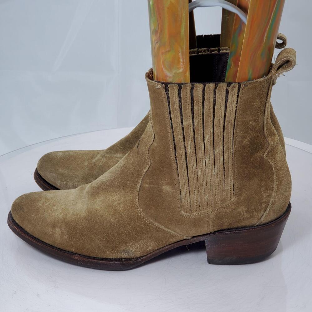 Frye 4001 Diana Chelsea Ankle Boots Women 9.5 B Brown Suede Pull On Cuban Heel